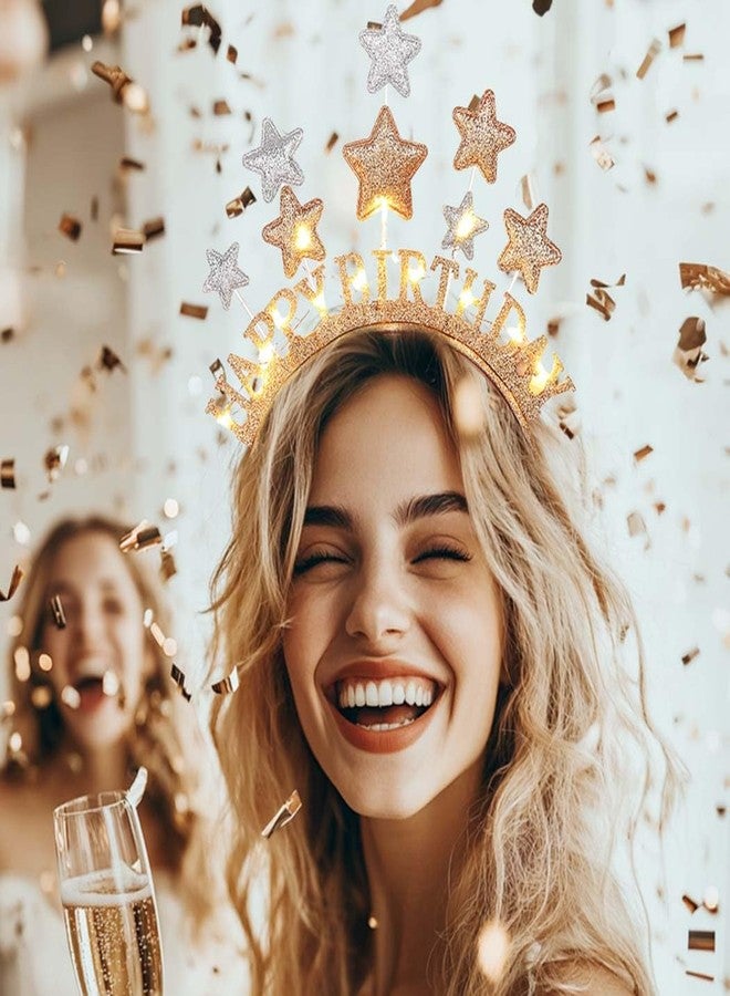 أسورنا أطواق شعر مضيئة على شكل نجوم من Aceorna، أطواق شعر ذهبية LED لأعياد الميلاد، تيجان متوهجة لأعياد الميلاد، أطواق شعر لامعة، إكسسوارات شعر لامعة لأعياد الميلاد للنساء - Image 4
